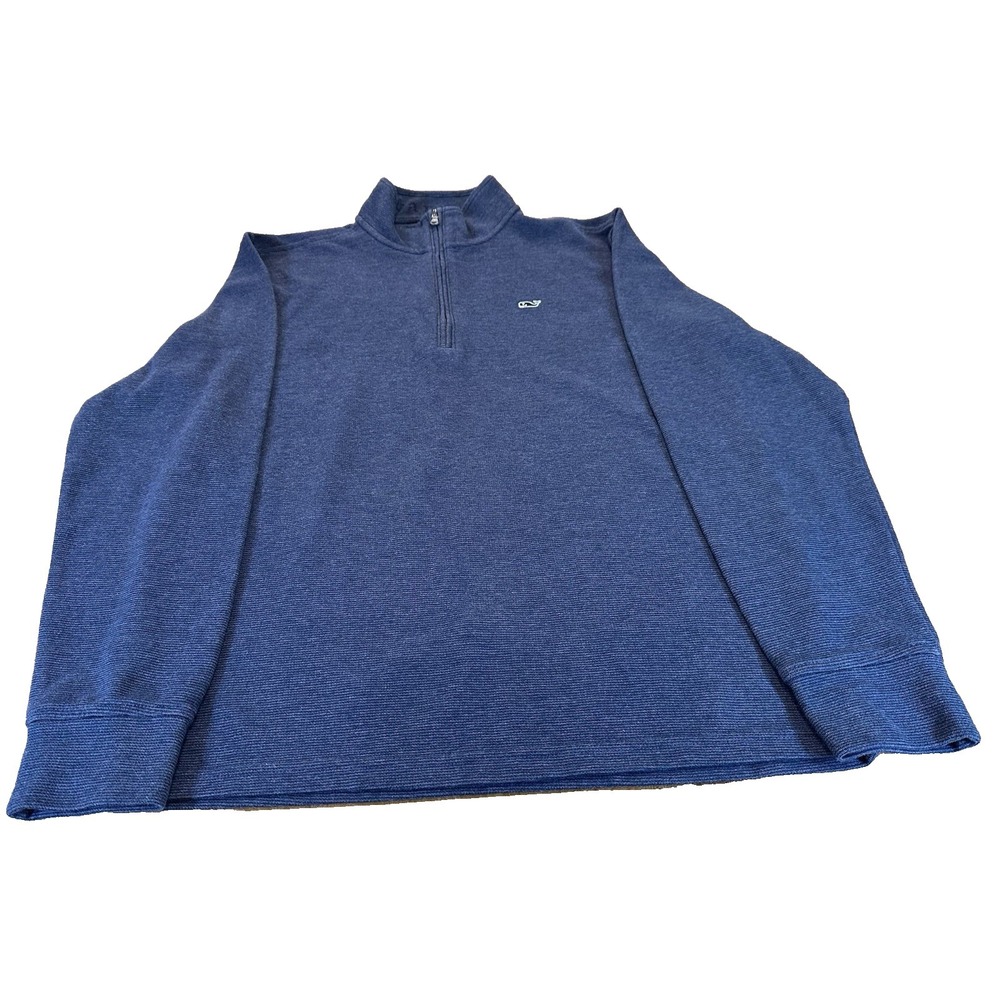 Vineyard Vines The Shep Mens Shirt Pullover Fleece Blue Quarter Zip Mens Size M